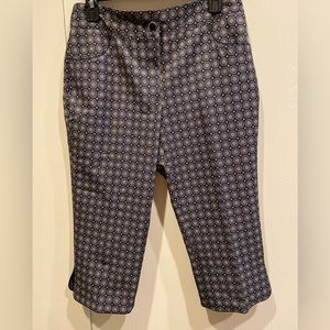 EP Pro Tour Tech Women's Golf Navy Blue Paisley Crop Pants Size 6